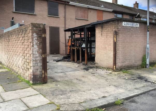 Damage to the shed at the back of the property at Glenmill Walk in Limavady