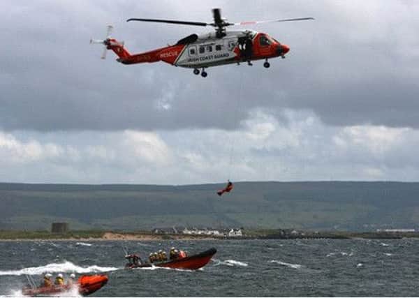 SligoÂ­based Sikorsky, Rescue 118, operating with Greencastle Units 2 RIBs.