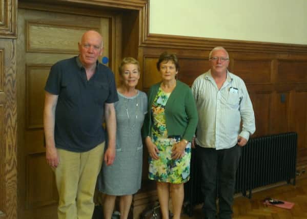 Northlands Chief Executive Declan Doherty, Board Member Kathleen Harrigan, Company Secretary Mairead Grant and Chairman of the Board Brian Hegarty pictured outside the Council Chamber on Tuesday.