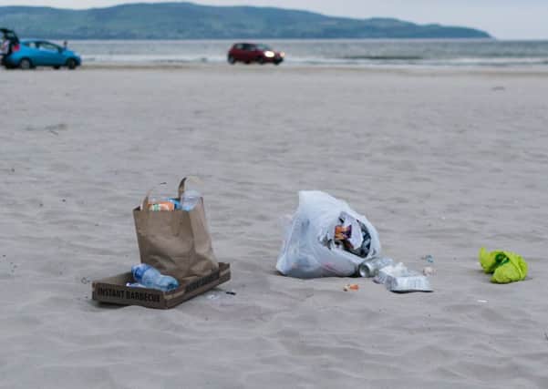 Bags of rubbish at Benone. Photo: Aerial Vision NI