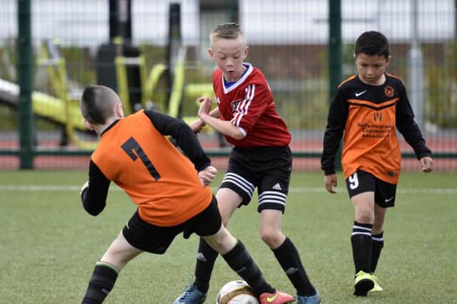 Aaron Moore pictured in action for Maiden City under-10's during their match against Corinthians. INLS2916-139KM