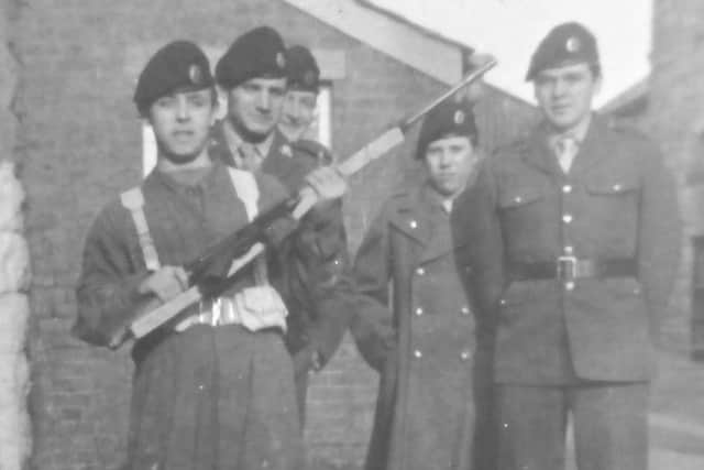 Robert pictured with some of his friends in the Irish Army.