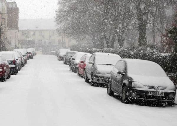 A snow covered Crawford Square in Derry.