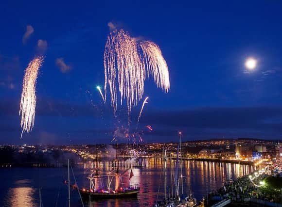 Fireworks during the Voyage of Sunniva, the Foyle Maritime Festival Finale. (Photo - Tom Heaney, nwpresspics)