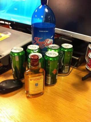 The alcohol seized at Culmore Point at the weekend.