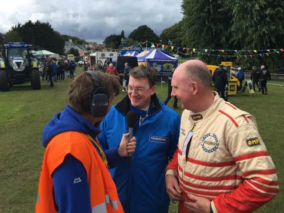 New Rally Radio comes to this year's John Mulholland Motors Ulster Rally taking place in Derry/Londonderry on 19th and 20th August 2016. Pictured is Chris Rawe of Rawcast Media interviewing Simon Mooney from Pacenotes and competitor Alaistair Flack at the recent Lurgan Park Rally.