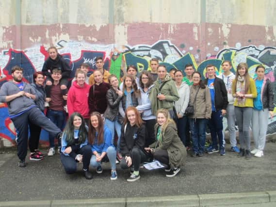Young people from Reach Across and Romania pictured in Derry during the first stage of the project.