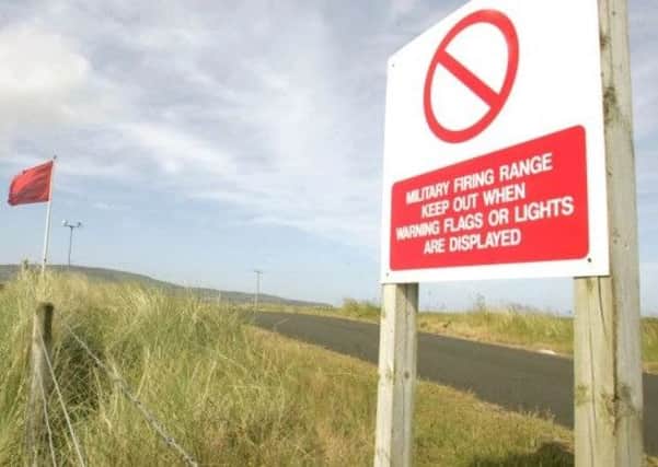 Warning sign at the MoD firing range in Magilligan