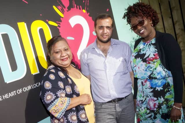 Bacadine Springer, Ibrahim Mustafa (LGADAOAA) and Lilian Seenoi pictured at Friday night's 'Celebrating Diversity and Friendship' Multicultural Evening at the new Studio 2 in Skeoge. (Photos: Jim McCafferty Photography)