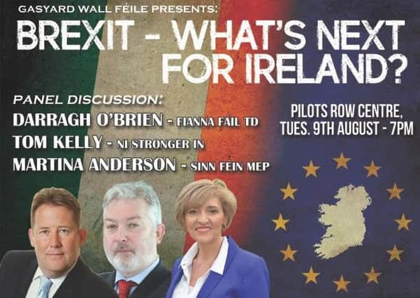 The discussion on Brexit will take place at Pilot's Row on Tuesday evening.