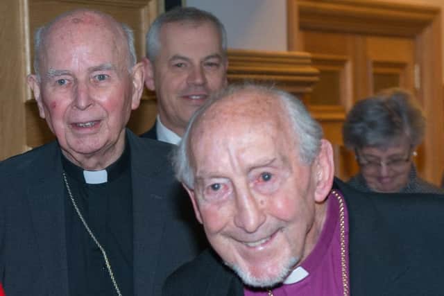 Leading by example: Bishop Daly and Bishop Mehaffey in March 2015.
