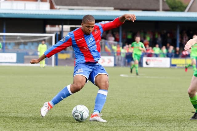 Guillaume Keke was on target for Ards against Dungannon Swifts. (.Picture: Philip Magowan / PressEye)