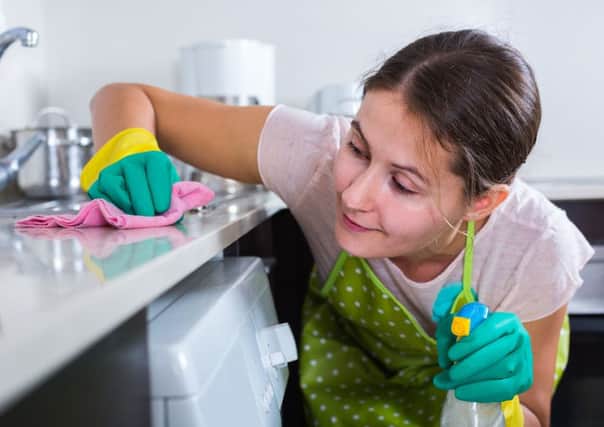 Women, on average, spend 90 minutes more than men cleaning each week.