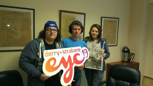 Oisin-Tomas O'Raghallaigh, Hughie Doherty and Teigan O'Donnell are helping spread the word about EYC19.