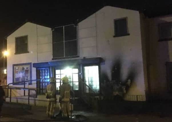 The scorch damage following the petrol bombing at Dove House.