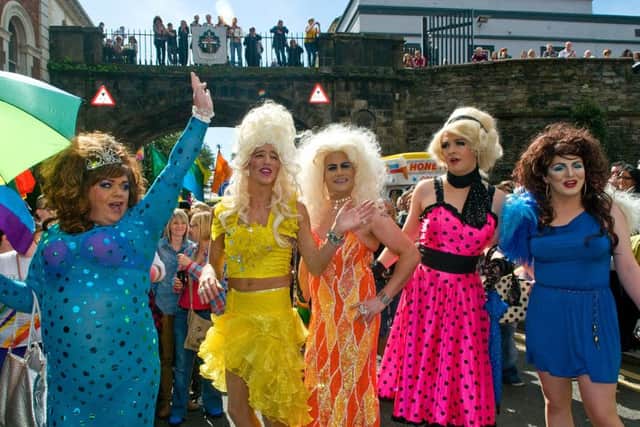Local drag acts at a previous Foyle Pride parade. (Picture Martin McKeown. Inpresspics.com.)
