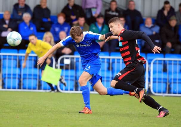 Ballinamallard's Ross Taheny with Coleraine's Jordan Allan. Picture - @Press Eye Ltd Northern Ireland.