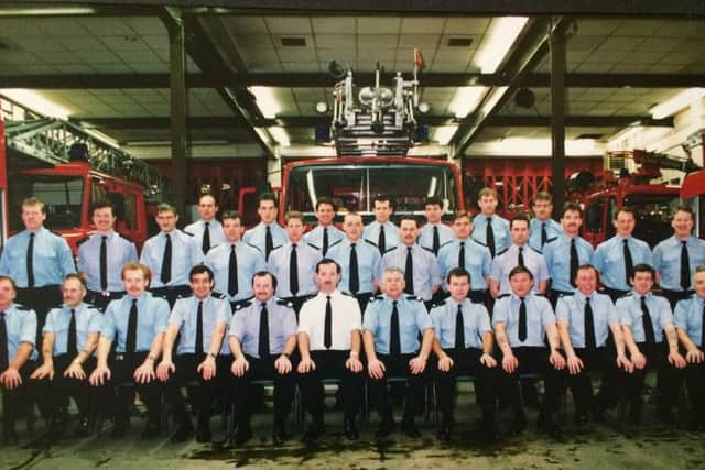 Colm (Back row, second from right) with colleagues from Northland Station, White watch, proir to the opening of Crescent Link Station.