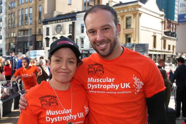 Davitt Walsh pictured with Rioghnach-Ann's mother, Louise Daniels, at a recent fundraising event in Belfast.
