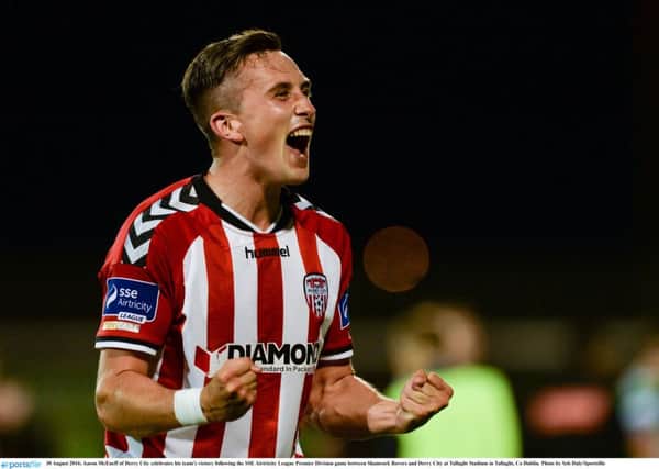ROARING SUCCESS . . . Aaron McEneff was awarded the 'man of the match' award for his contribution against Wexford in the FAI Cup quarterfinal.