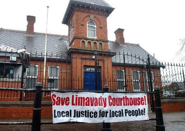 Local solicitors and politicians have campaigned to save Limavady Courthouse from closure. (DERR1002PG72)