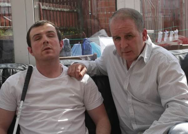 Sean Lynch pictured with his father Damien, at their Waterside home. DER3214MC007