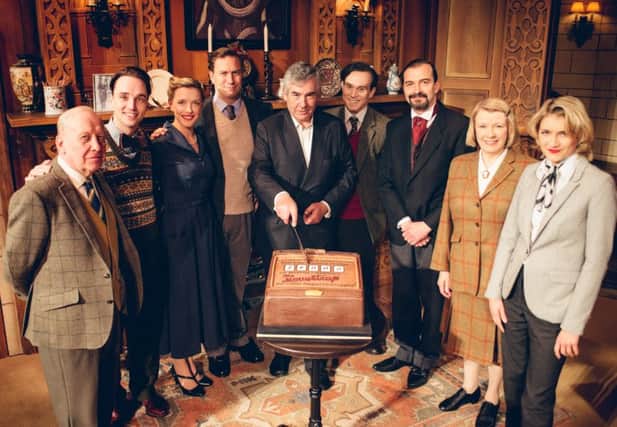 Sir Stephen Waley-Cohen and the cast of The Mousetrap celebrating the 26,000 performance. Picture: Dave Wise.