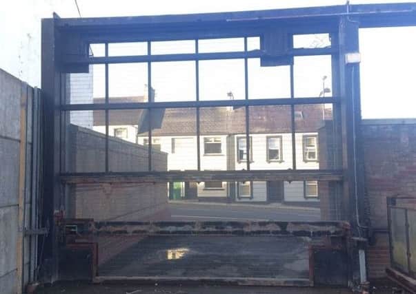 The hydraulically operated heavy vehicle security gate located at former police station in Dungiven for sale by auction on 24th September on site.