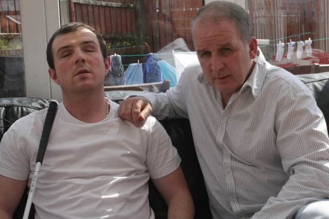 Sean Lynch pictured with his father Damien, at their Waterside home. Picture Derry Journal