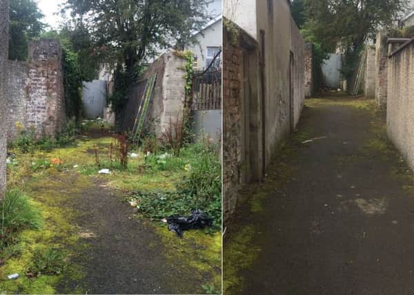 One of the laneways before and after the clean up.