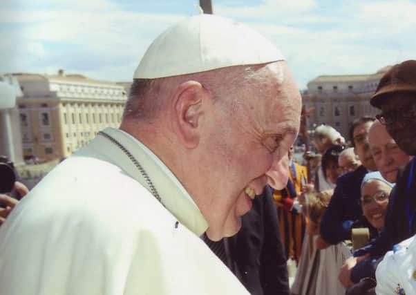 Fr George McLaughlin, pictured with Pope Francis during the Papal Audience at St Peter's Square.
