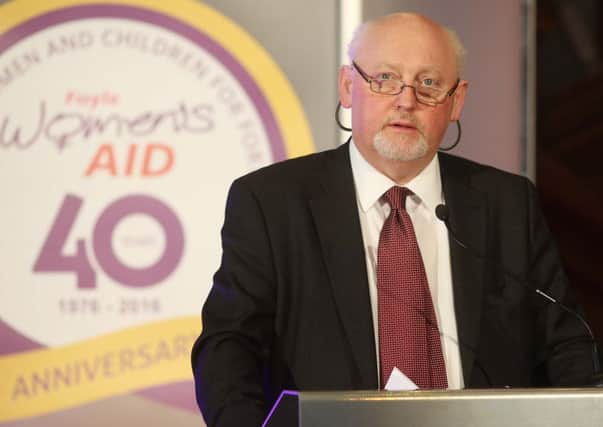 Judge Barney McElholm speaking at yesterday's Foyle Women's Aid 40th Anniversary seminar. Photo: Lorcan Doherty Photography