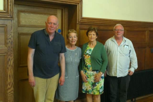 Northlands Chief Executive Declan Doherty, Board Member Kathleen Harrigan, Company Secretary Mairead Grant and Chairman of the Board Brian Hegarty pictured outside the Council Chamber in July.