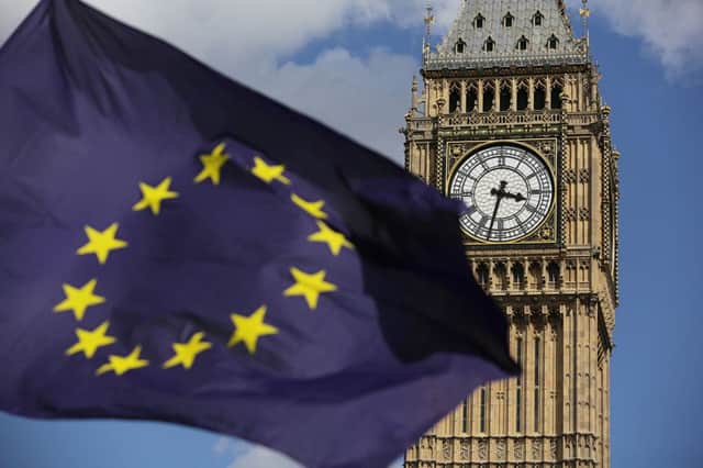A European Union flag in front of the Palace of Westminster. (Daniel Leal-Olivas/PA Wire)