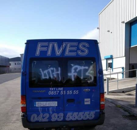 The bus was sprayed with 'UTH' (Up The Hoods) and other graffiti.