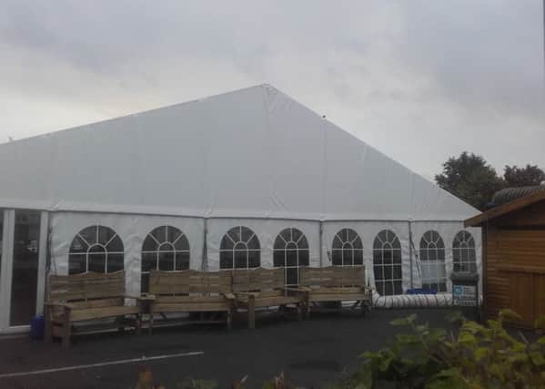 The Oktoberfest Derry 2016 tent erected in the car park next to the Peace Park.