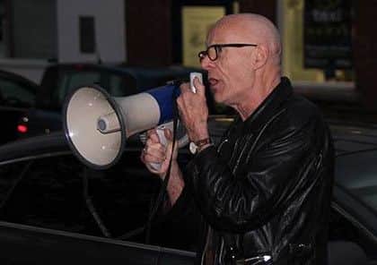 People Before Profit MLA for Foyle, Eamonn McCann, pictured speaking at the Derry Anti War Coalition rally. (Photo: Gerry Temple)