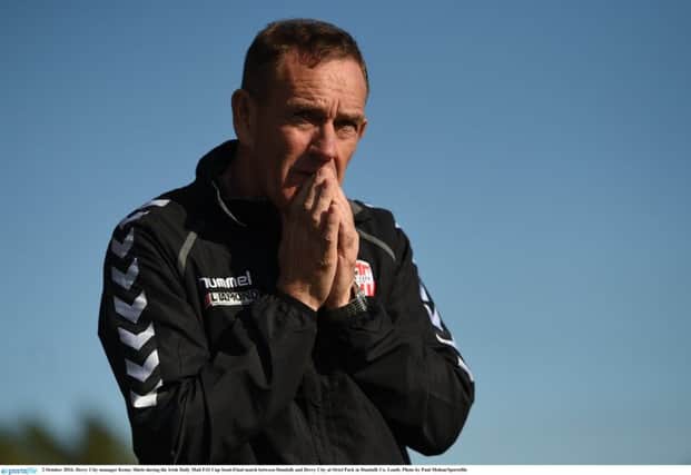 PLEA . . . Derry City manager Kenny Shiels has pleaded with football supporters to come watch his side next season instead of 'rubbish' English football teams.