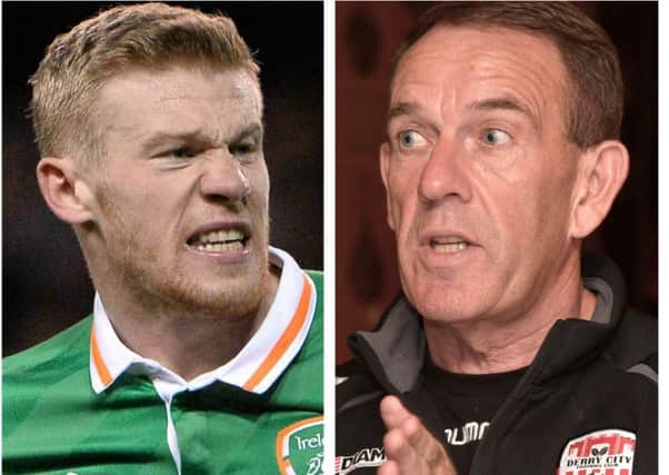 James McClean (left) and Derry City F.C. boss, Kenny Shiels.