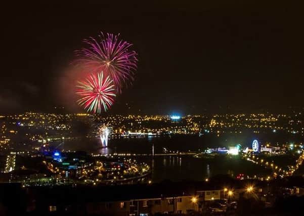 Hallowe'en fireworks over Derry. Photo: Ronan McMonagle