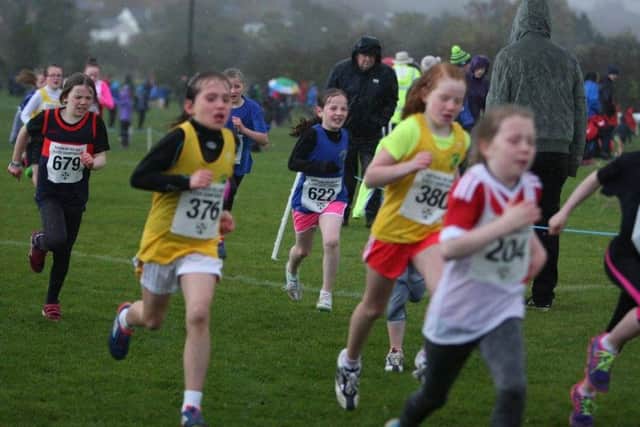 Aine Carlin and Grace Duddy battling the elements