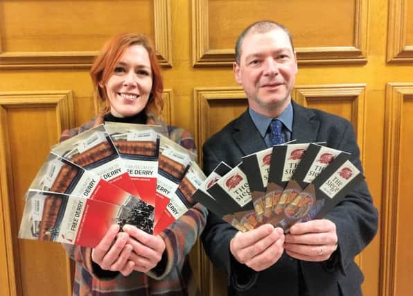 Launching their new NI Schools Outreach Programme are Julieann Campbell, Heritage & Programmes Coordinator with Museum of Free Derry, and Keith Beattie, Manager of The Siege Museum. (pic by BST)