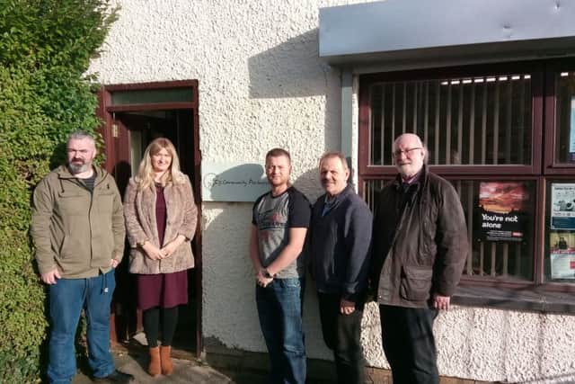 Mark Doherty, CRJ, Nora McGowan, BHCP, Christy Daniels and Billy Page, Ballymagroarty Community Association, and Jim McColgan, Director of the Board BHCP.