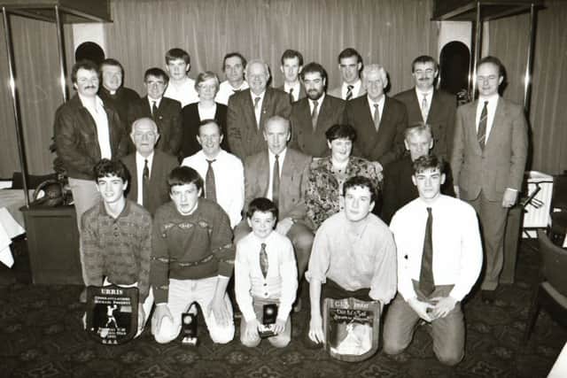 Some of the club members and prizewinners who attended the annual Urris GAA Club presentations in