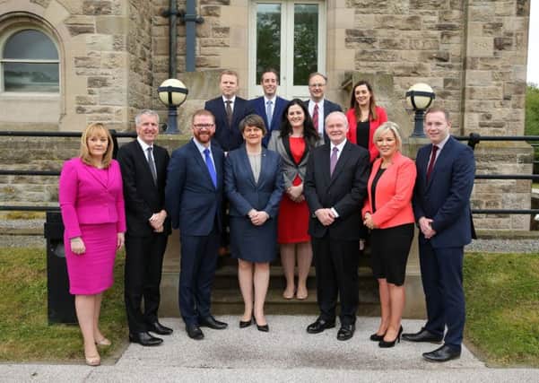 First and deputy First Ministers Arlene Foster and Martin McGuinness with the NI Executive Ministerial team.
