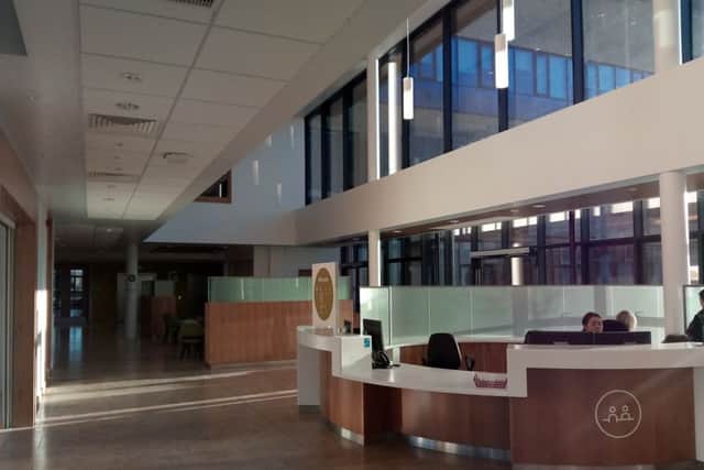 The reception area at the North West Cancer Centre.