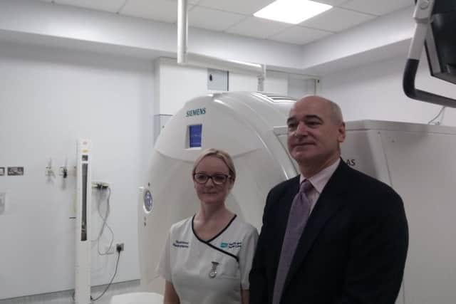Dan McLaughlin, Radiotherapy Services Manager, with Aoibhin Monaghan, Lead CT Radiographer.