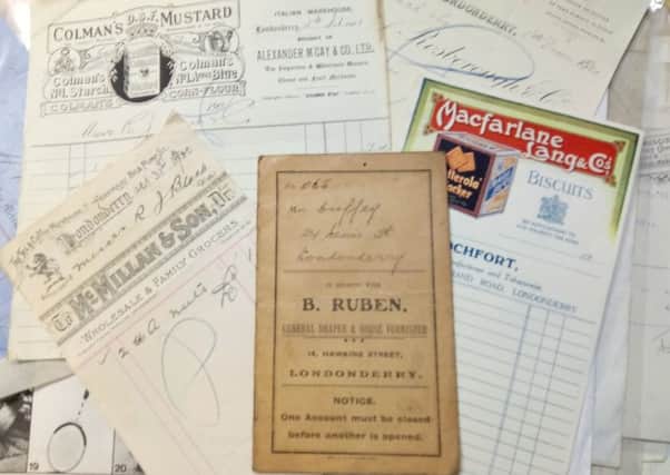 Some of the receipts and documents found in the house in Inishowen.