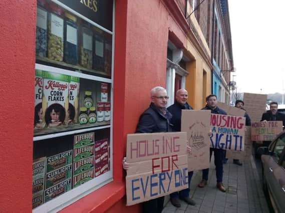 Members of the Derry Housing Action Campaign pictured at Baronet Street ahead of the re-launch on Thursday night.