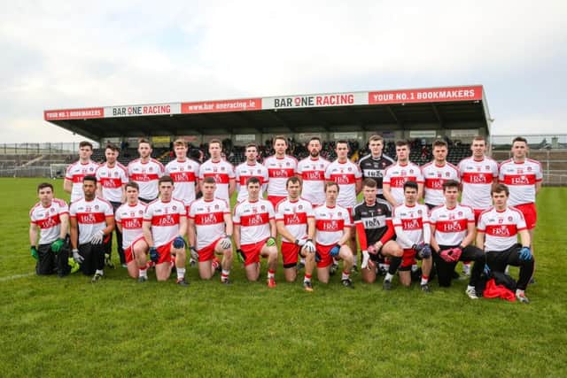 The Derry panel which took on Armagh in Sunday's 

O'Fiach Cup semi-final in Crossmaglen. 

(Picture: Philip Magowan / PressEye).